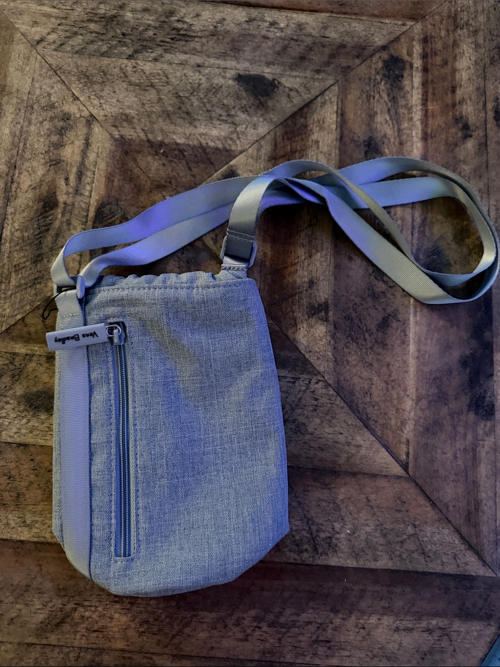 New Vera Bradley Heathered Light Gray Crossbody Water Bottle Holder Bag